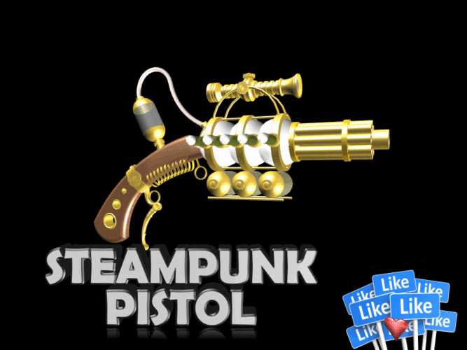 Steampunk Theater Prop Pistol (Cosplay) 3D Print 115795