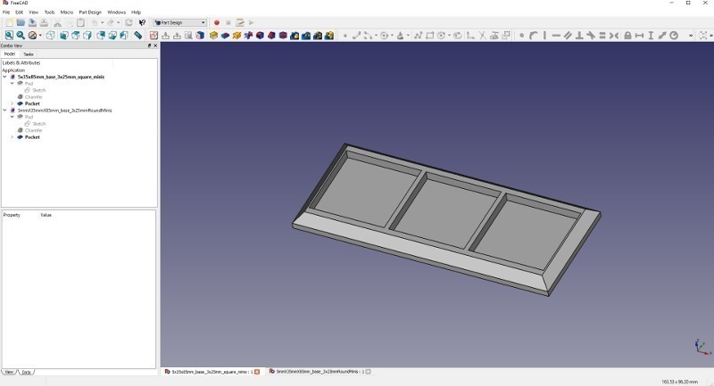 5 x 35 x 85mm Base for (3) 25mm Square Based Minis
