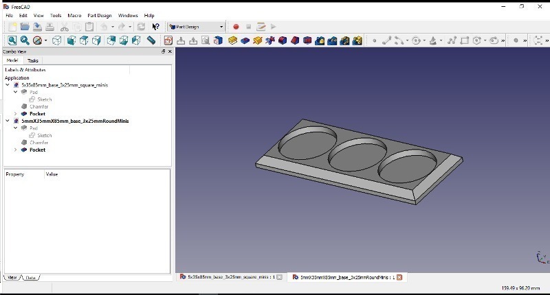 5 x 35 x 85mm Base for (3) 25mm Round Based Minis