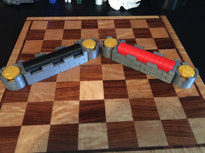 CHECKER SET WITH PIECE HOLDER THAT LOOKS LIKE A CASTLE 3D Print 117373