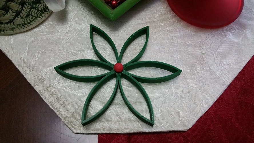 Christmas Flower with Seperated Center Ball 3D Print 120033