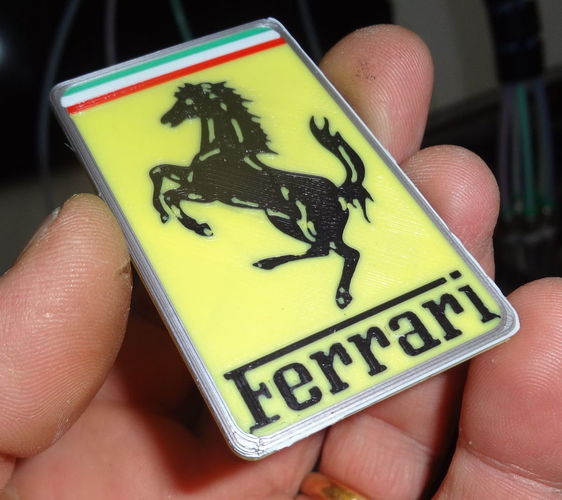6 colors Ferrari Logo - Flat Version 3D Print 120047