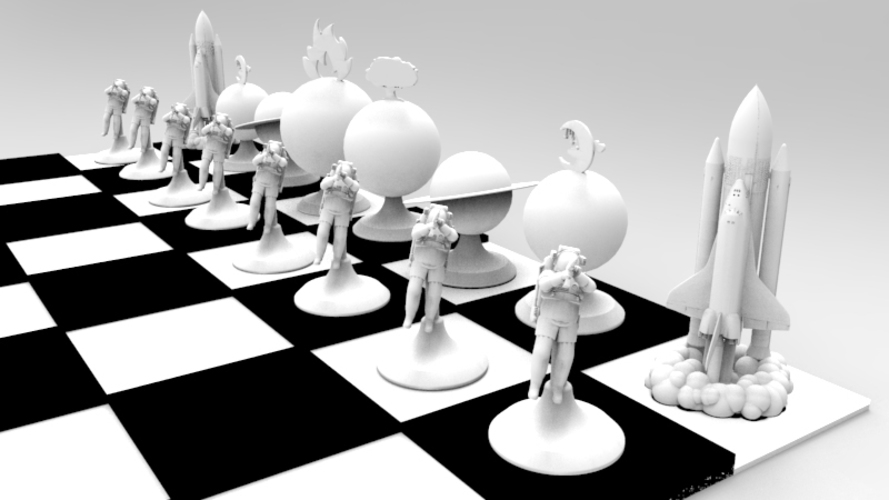 The Space Travel Chess Set (print & add magnets) 3D Print 120555