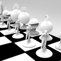 Small The Space Travel Chess Set (print & add magnets) 3D Printing 120555