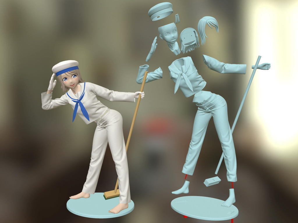 sailor girl 3d printable figure, 3d printing design, 3d printing object, 3d...