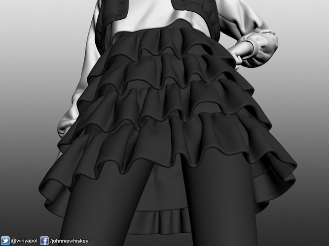 Karl the short hair girl in streetwear outfit 3D Print 120984