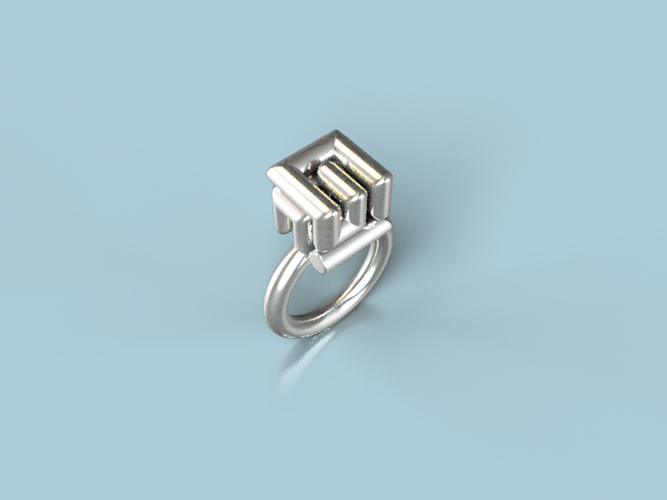 Maze "cube" Ring 3D Print 12175