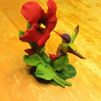 Small The Hummingbird & Hibiscus w/Supports-REMIX 3D Printing 121912