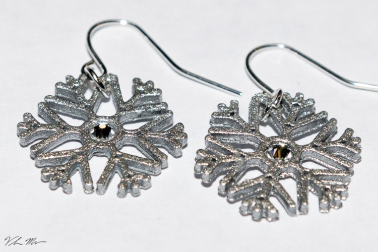 Snowflake Earrings 3D Print 122826