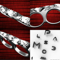 Rotating cubes two fingers men's ring - Thumbnail 4