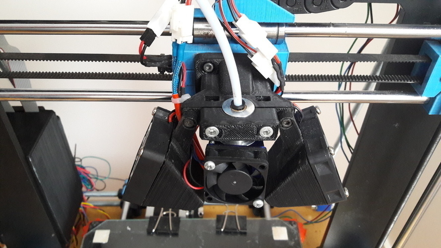 E3D v6 Prusa i3 Mount with 2x 40mm fan ducts