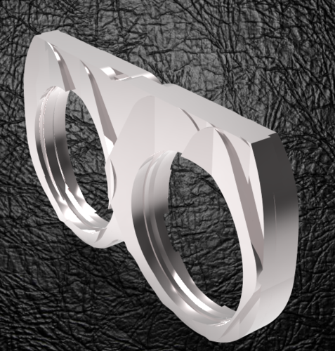 Hexagones two fingers men s ring 3D Print 124906