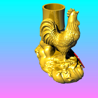 Chinese elements of the Golden Rooster pen​ holder - Thumbnail 2