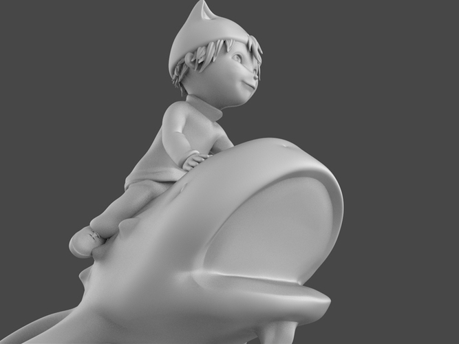 A Little Cat Boy Is Riding A Fish 3D Print 125461