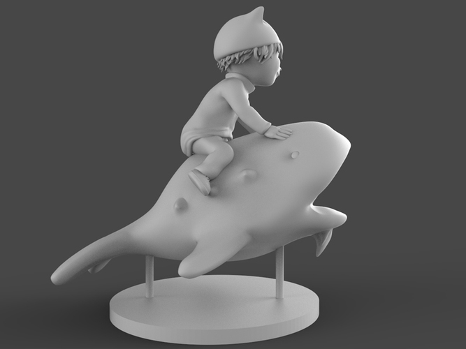 A Little Cat Boy Is Riding A Fish 3D Print 125462