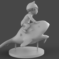 A Little Cat Boy Is Riding A Fish - Thumbnail 3