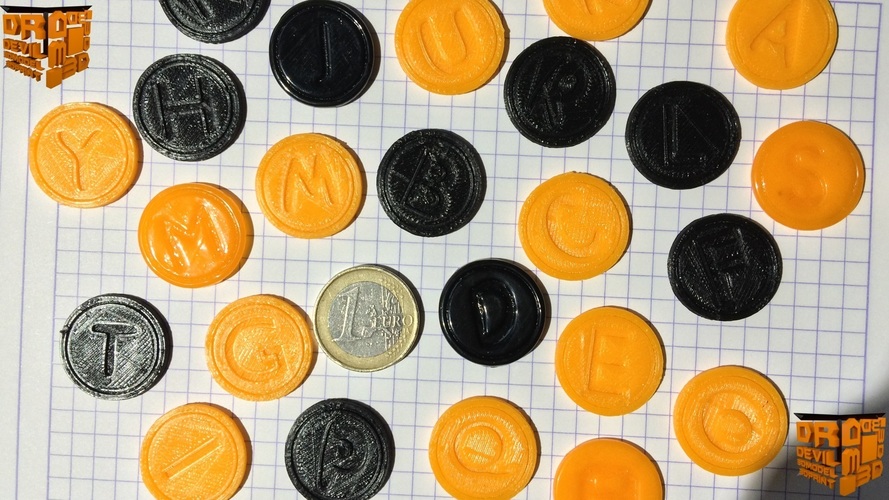 Jeton Chariot / 1 Euro / Caddie Token Alphabet 3D Print 125593