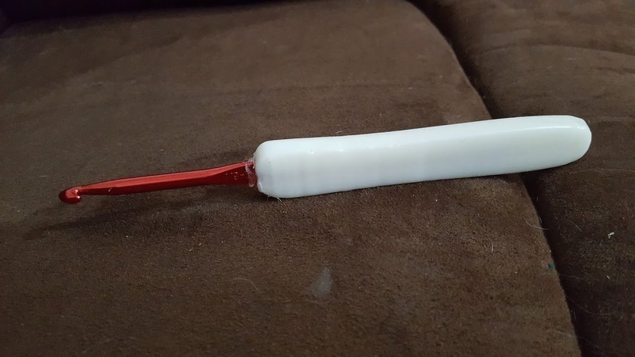 7mm Ergonomic Crochet Hook, 3D Printed Hybrid Tapered Style Metal