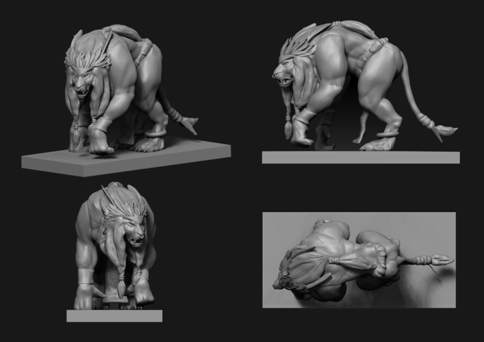 Humanoid Lion Creature 3D Print 127173