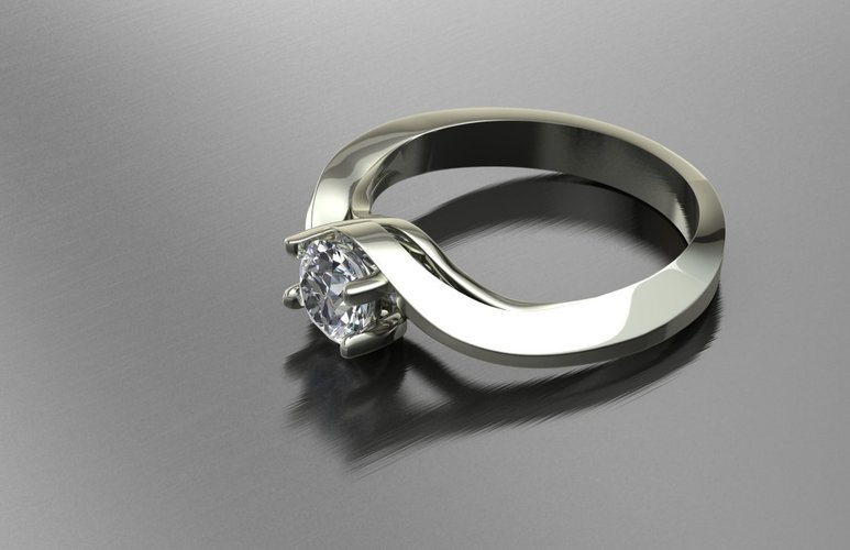 Solitaire Ring 3D Print 127624