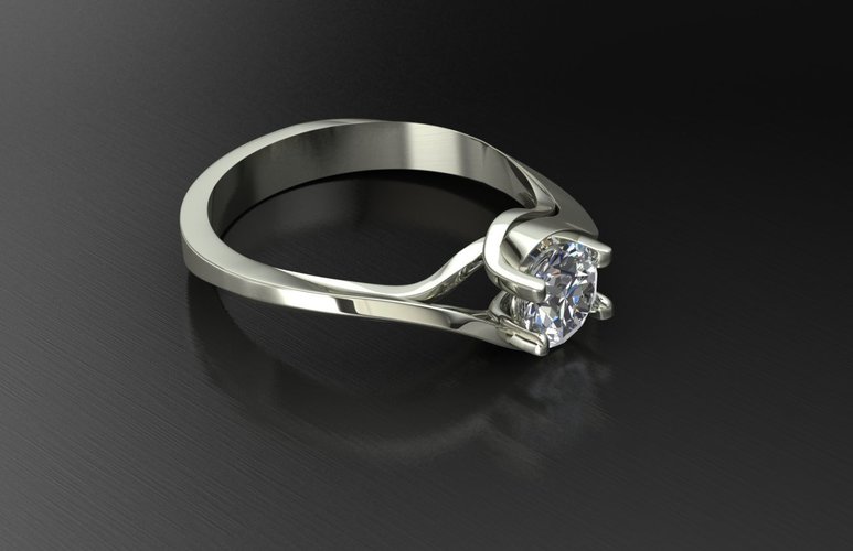 Solitaire Ring 3D Print 127625