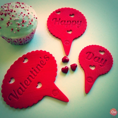 Happy Valentine's Day Cupcake Topper 3D Print 12956