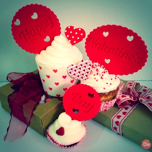 Happy Valentine's Day Cupcake Topper 3D Print 12957