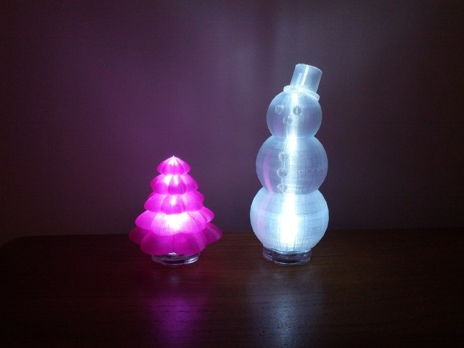 Light Up Christmas Decorations - Snowman and Tree 3D Print 129941