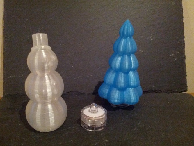 Light Up Christmas Decorations - Snowman and Tree 3D Print 129944
