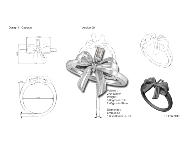 Bow Ring _Ribbon 3D Print 130395