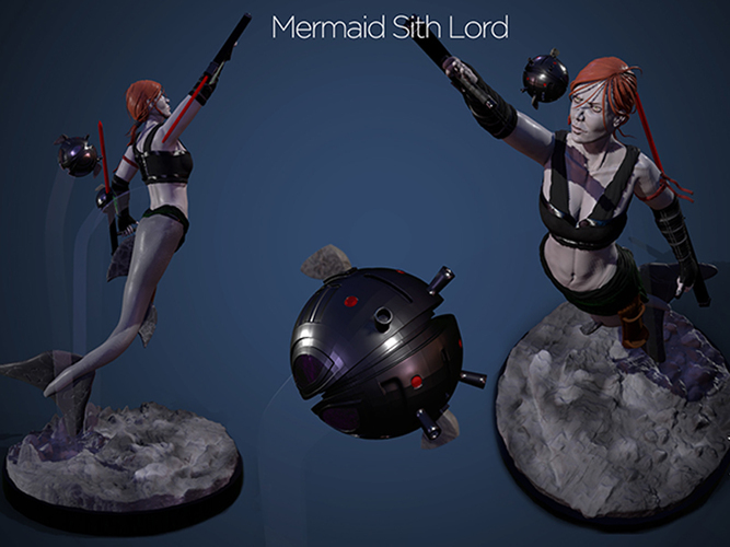 Mermaid Sith Lord - Pinshap Character Modeling Contest 3D Print 131350