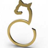 Small abstract cat ring 3D Printing 131745