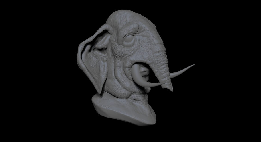 Elephant With Golden Teeth 3D Print 132074