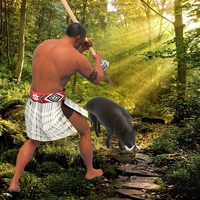 Maori Warrior Hunter and Warthog - Thumbnail 3