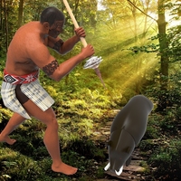 Maori Warrior Hunter and Warthog - Thumbnail 4