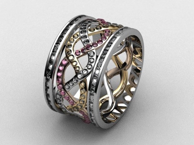 Attia Weave Fashion Ring  3D Print 133725