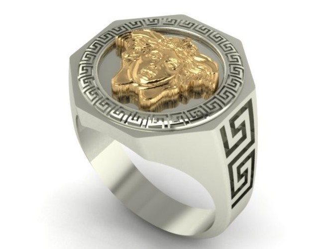 Statement Greek 925 Sterling Silver Gold Versace Style Medusa Men's Ring SZ  8 | eBay
