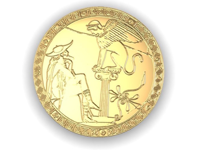 Greek Philosopher Coin 3D Print 133825