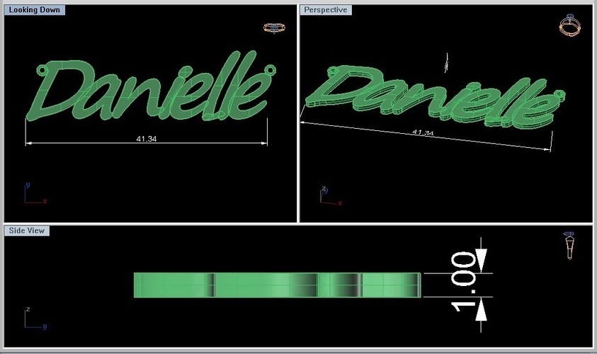 Danielle Name Pendant/Pin/Charm 3D Print 133892