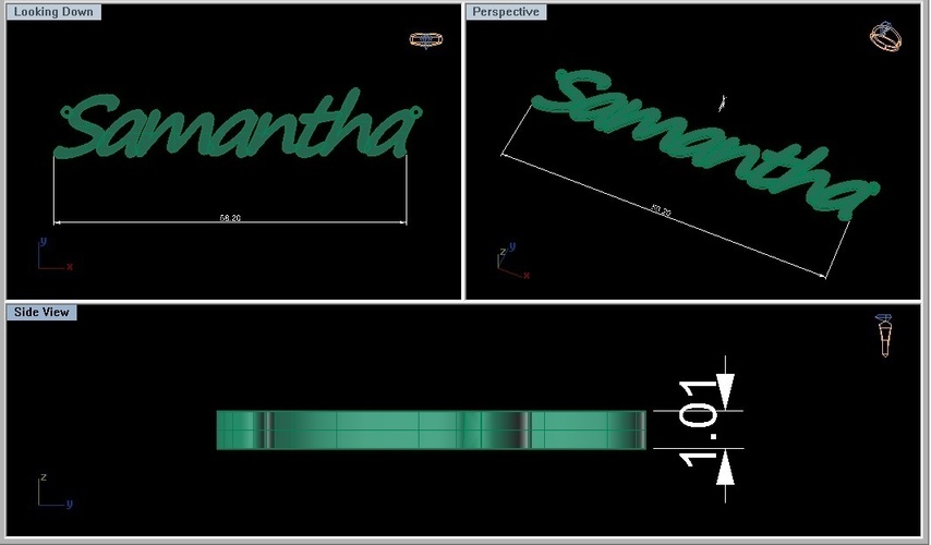 Samantha Name Pendant/Pin/Charm 3D Print 133896