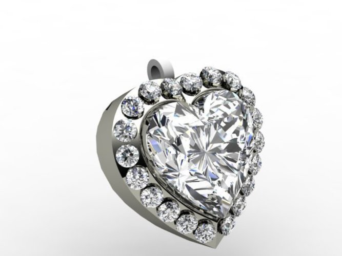 Diamond Heart Pendant 3D Print 133898