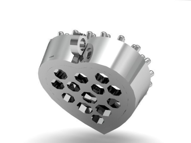 Diamond Heart Pendant 3D Print 133902