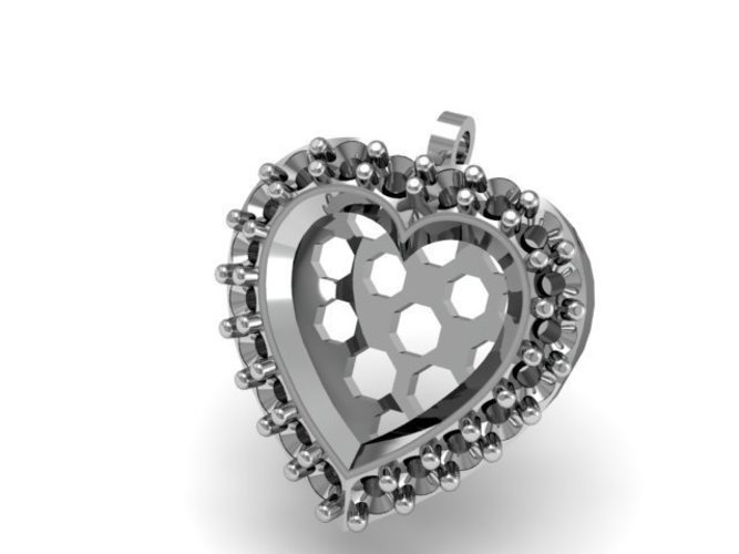 Diamond Heart Pendant 3D Print 133905