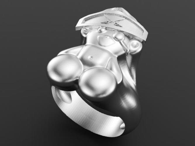 Pirate bear ring  3D Print 135306