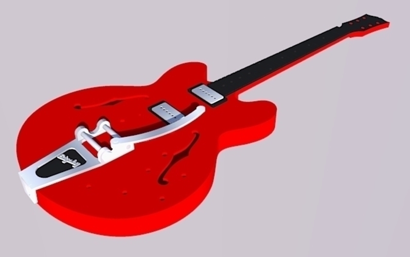 Gibson ES 335 vintage in scale 1:4 fully 3D printable 3D Print 135518