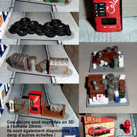 Barricades & decorations post apo SET1 - Wargame scenery - Thumbnail 1