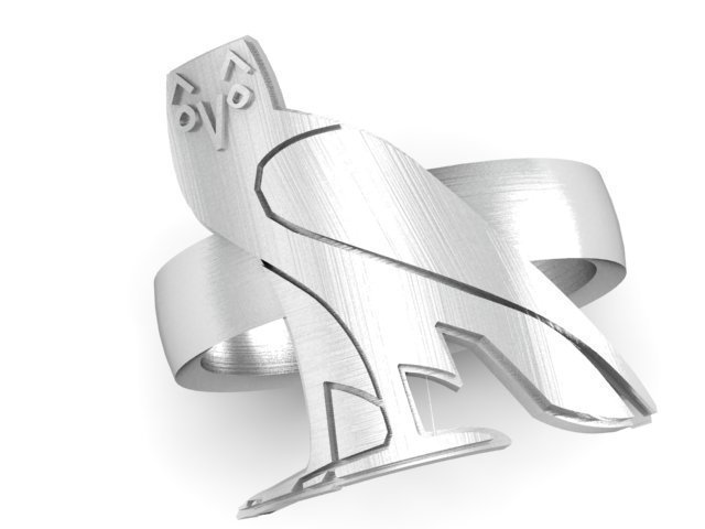Hymne Cilia Schuldenaar 3D Printed OVO Ring/Ancient Egyptian Symbol OWL Fashion Ring by Akkadia |  Pinshape