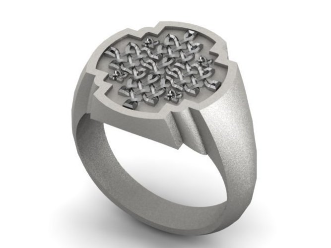 Celtic Cross Signet Ring 3D Print 137321