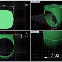 Square Style Signet Blank Ring - Thumbnail 2