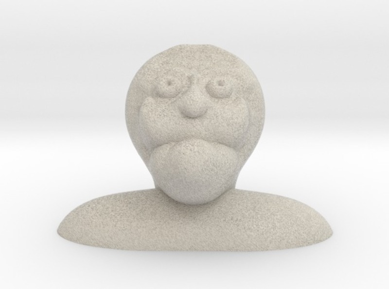 creepy old bald guy characature bust